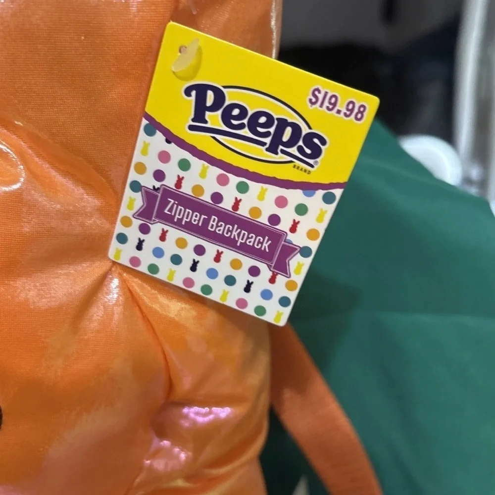 Peeps Plush Orange Iridescent bunny Backpack  15” NWT